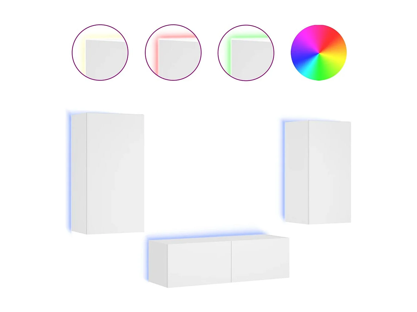 Chance 3-delige tv-wandmeubelset met LED-verlichting wit