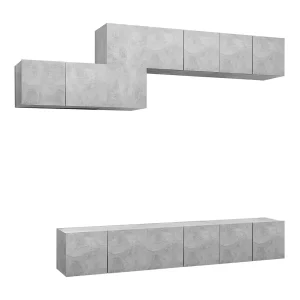 Claudia Isabel 7-delige Tv-meubelset bewerkt hout betongrijs Claudia Isabel 7-delige Tv-meubelset bewerkt hout betongrijs