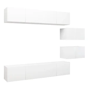 Clara 6-delige Tv-meubelset spaanplaat wit Clara 6-delige Tv-meubelset spaanplaat wit