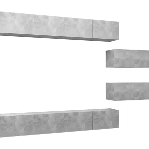 Clara 6-delige Tv-meubelset bewerkt hout betongrijs Clara 6-delige Tv-meubelset bewerkt hout betongrijs