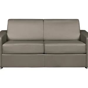 Driezitsslaapbank express in taupe leer. Slaapoppervlak 140 cm. Matras 22 cm. CALITO Driezitsslaapbank express in taupe leer. Slaapoppervlak 140 cm. Matras 22 cm. CALITO