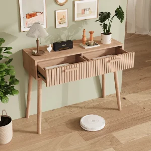 Consoletafel, consoletafel voor in de hal met 2 lades, halmeubilair met opbergruimte, landelijke houten haltafels, boho-stijl