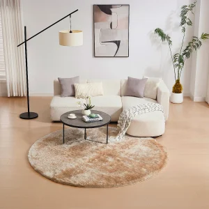 Ultra zachte langharige ronde shaggy tapijt – D. 200 cm – Donkerbeige – DOLCE Ultra zachte langharige ronde shaggy tapijt – D. 200 cm – Donkerbeige – DOLCE