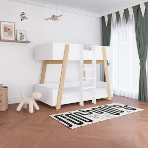 Stapelbed 90 x 190 cm wit en naturel – CORODELA Stapelbed 90 x 190 cm wit en naturel – CORODELA