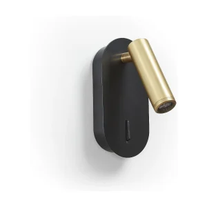 Dirk Leser-Wandleuchte im modernen Stil – Höhe 18 cm – 3 W SMD-LED – 3.000 K – an/aus – 90 ° und 300 ° Grad – IP20 – Stahl – Schwarz und Gold Dirk Leser-Wandleuchte im modernen Stil – Höhe 18 cm – 3 W SMD-LED – 3.000 K – an/aus – 90 ° und 300 ° Grad – IP20 – Stahl – Schwarz und Gold