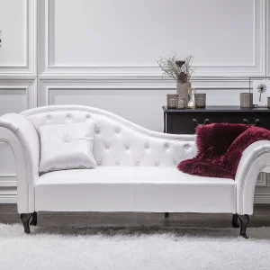 Chaise longue kunstleer wit linkszijdig LATTES
