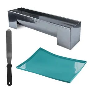 Coffret Atelier Bûche Vorm Plaat Génoise Spatel Zilver & Blauw 37cm