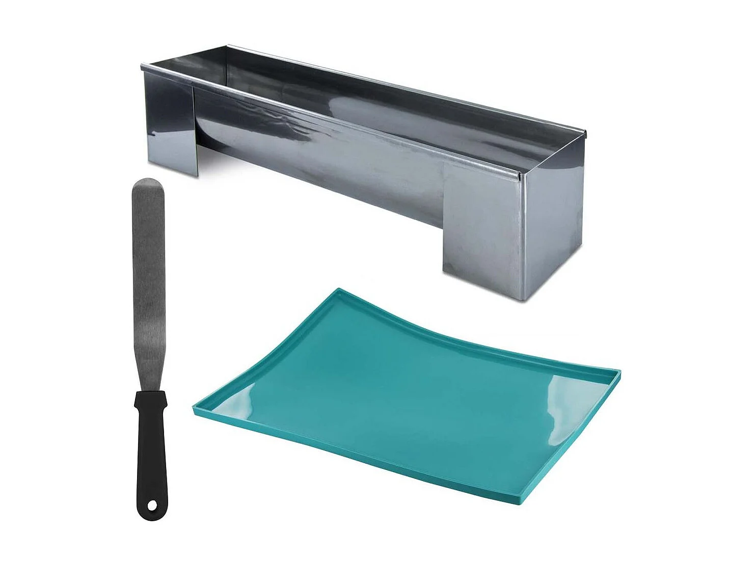 Coffret Atelier Bûche Vorm Plaat Génoise Spatel Zilver & Blauw 37cm