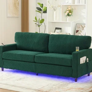 Comfortabele 2-zitsbank – Chenille Fluwelen Bank met USB/Type-C Poorten en RGB LED – Afstandsbediening – Voor Woonkamer, Lounge, Kantoor Comfortabele 2-zitsbank – Chenille Fluwelen Bank met USB/Type-C Poorten en RGB LED – Afstandsbediening – Voor Woonkamer, Lounge, Kantoor