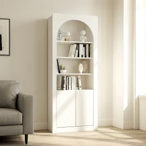 Boekenkast met 4 vakken en 2 deuren – Wit – CYMORA Boekenkast met 4 vakken en 2 deuren – Wit – CYMORA