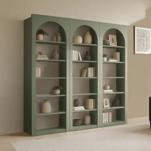 Set van 3 boekenkasten met 6 vakken – Kaki – CYMORA Set van 3 boekenkasten met 6 vakken – Kaki – CYMORA
