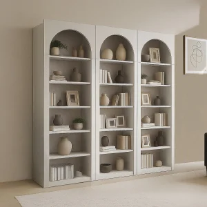 Set van 3 boekenkasten met 6 vakken – Beige – CYMORA Set van 3 boekenkasten met 6 vakken – Beige – CYMORA