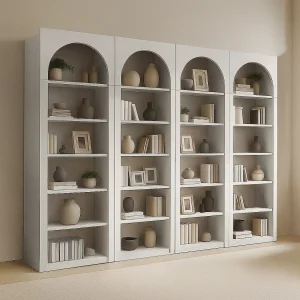 Set van 4 boekenkasten met 6 vakken – Beige – CYMORA Set van 4 boekenkasten met 6 vakken – Beige – CYMORA