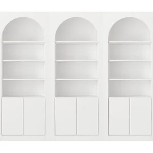 Set van 3 boekenkasten met 4 nissen en 2 deuren – Wit – CYMORA Set van 3 boekenkasten met 4 nissen en 2 deuren – Wit – CYMORA