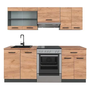 Complete keukeneenheid eik goud/antraciet 200x60x81.6 r-line