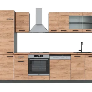 Complete keukeneenheid eik goud/antraciet 300x60x81.6 r-line Complete keukeneenheid eik goud/antraciet 300x60x81.6 r-line
