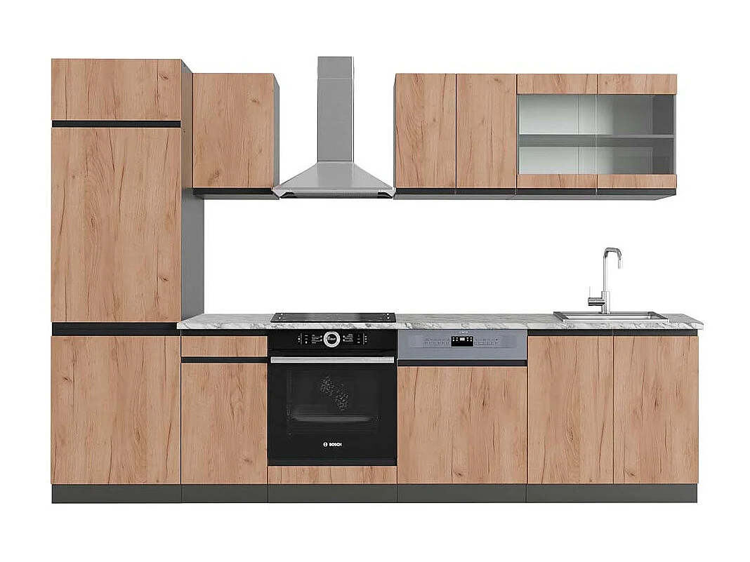 Complete keukeneenheid eik goud/antraciet 300x60x81.6 r-line