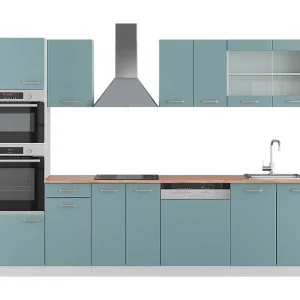 Complete keukeneenheid blauw-grijs/wit 300x60x81.6 r-line Complete keukeneenheid blauw-grijs/wit 300x60x81.6 r-line