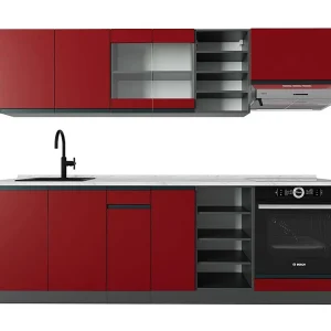 Complete keukeneenheid rood/antraciet 240x60x81.6 r-line Complete keukeneenheid rood/antraciet 240x60x81.6 r-line