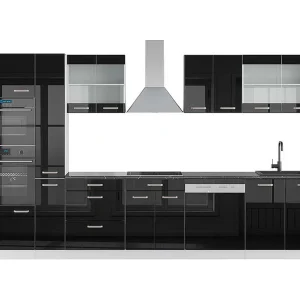 Complete keukeneenheid zwart hoogglans/wit 350x60x81.6 r-line Complete keukeneenheid zwart hoogglans/wit 350x60x81.6 r-line