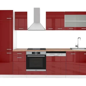 Complete keukeneenheid rood hoogglans/wit 300x60x81.6 r-line