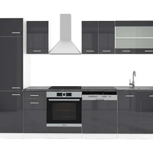 Complete keukeneenheid antraciet hoogglans/wit 300x60x81.6 r-line Complete keukeneenheid antraciet hoogglans/wit 300x60x81.6 r-line