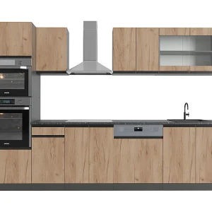 Complete keukeneenheid eik goud/antraciet 300x60x81.6 r-line Complete keukeneenheid eik goud/antraciet 300x60x81.6 r-line