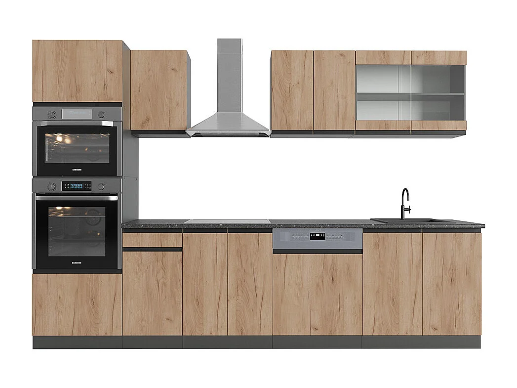 Complete keukeneenheid eik goud/antraciet 300x60x81.6 r-line