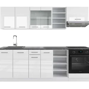 Complete keukeneenheid wit hoogglans/wit 240x60x81.6 r-line Complete keukeneenheid wit hoogglans/wit 240x60x81.6 r-line