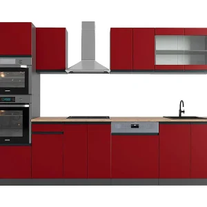 Complete keukeneenheid rood/antraciet 300x60x81.6 r-line Complete keukeneenheid rood/antraciet 300x60x81.6 r-line