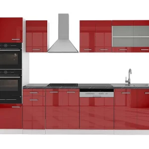 Complete keukeneenheid rood hoogglans/wit 300x60x81.6 r-line