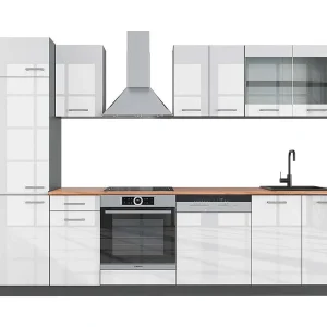 Complete keukeneenheid wit hoogglans/antraciet 300x60x81.6 r-line Complete keukeneenheid wit hoogglans/antraciet 300x60x81.6 r-line