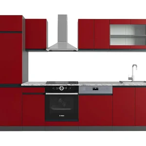 Complete keukeneenheid rood/antraciet 300x60x81.6 r-line Complete keukeneenheid rood/antraciet 300x60x81.6 r-line