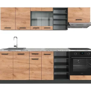 Complete keukeneenheid eik goud/antraciet 240x60x81.6 r-line Complete keukeneenheid eik goud/antraciet 240x60x81.6 r-line