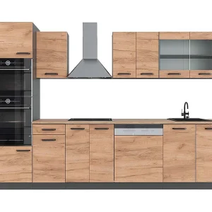 Complete keukeneenheid eik goud/antraciet 300x60x81.6 r-line Complete keukeneenheid eik goud/antraciet 300x60x81.6 r-line