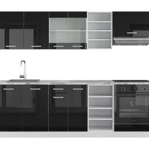 Complete keukeneenheid zwart hoogglans/wit 240x60x81.6 r-line Complete keukeneenheid zwart hoogglans/wit 240x60x81.6 r-line