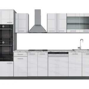 Complete keukeneenheid wit hoogglans/antraciet 300x60x81.6 r-line Complete keukeneenheid wit hoogglans/antraciet 300x60x81.6 r-line