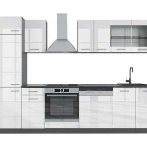 Complete keukeneenheid wit hoogglans/antraciet 300x60x81.6 r-line Complete keukeneenheid wit hoogglans/antraciet 300x60x81.6 r-line