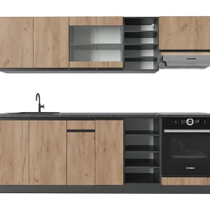 Complete keukeneenheid eik goud/antraciet 240x60x81.6 r-line Complete keukeneenheid eik goud/antraciet 240x60x81.6 r-line