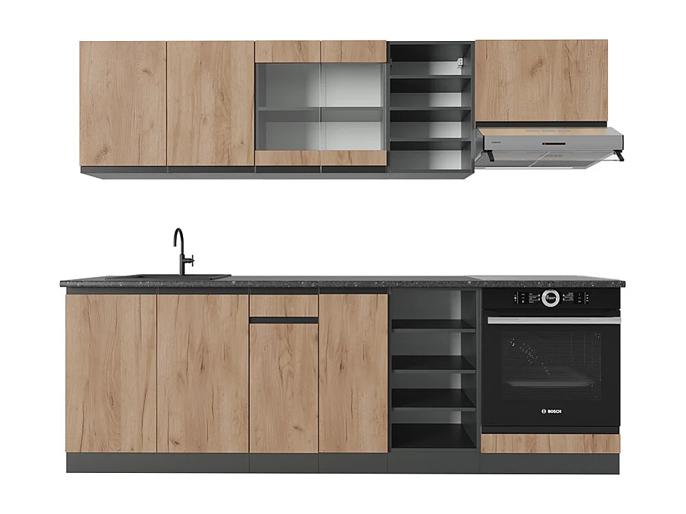 Complete keukeneenheid eik goud/antraciet 240x60x81.6 r-line