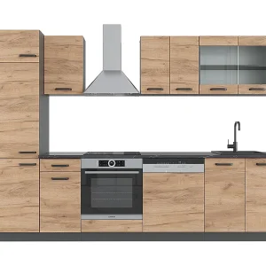 Complete keukeneenheid eik goud/antraciet 300x60x81.6 r-line Complete keukeneenheid eik goud/antraciet 300x60x81.6 r-line