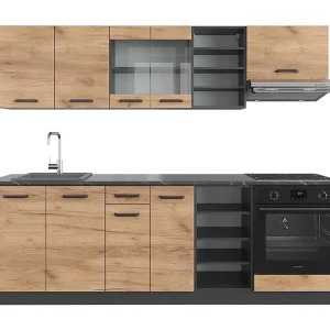 Complete keukeneenheid eik goud/antraciet 240x60x81.6 r-line Complete keukeneenheid eik goud/antraciet 240x60x81.6 r-line