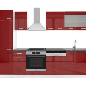 Complete keukeneenheid rood hoogglans/wit 300x60x81.6 r-line