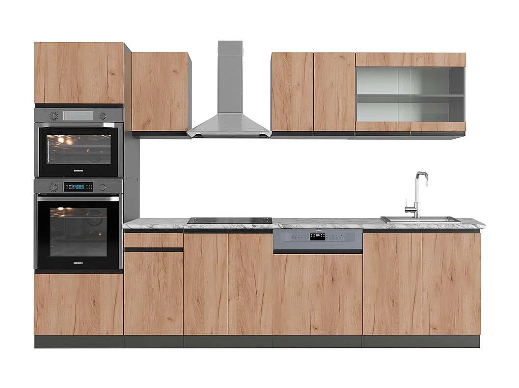 Complete keukeneenheid eik goud/antraciet 300x60x81.6 r-line