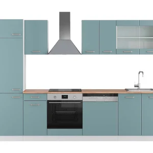 Complete keukeneenheid blauw-grijs/wit 300x60x81.6 r-line Complete keukeneenheid blauw-grijs/wit 300x60x81.6 r-line