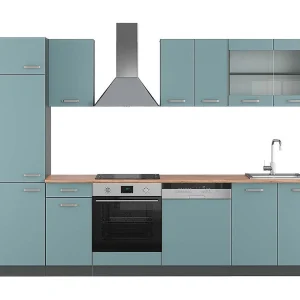 Complete keukeneenheid blauw-grijs/antraciet 300x60x81.6 r-line Complete keukeneenheid blauw-grijs/antraciet 300x60x81.6 r-line