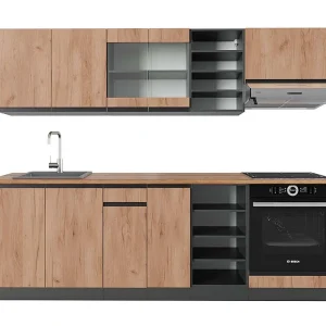 Complete keukeneenheid eik goud/antraciet 240x60x81.6 r-line Complete keukeneenheid eik goud/antraciet 240x60x81.6 r-line