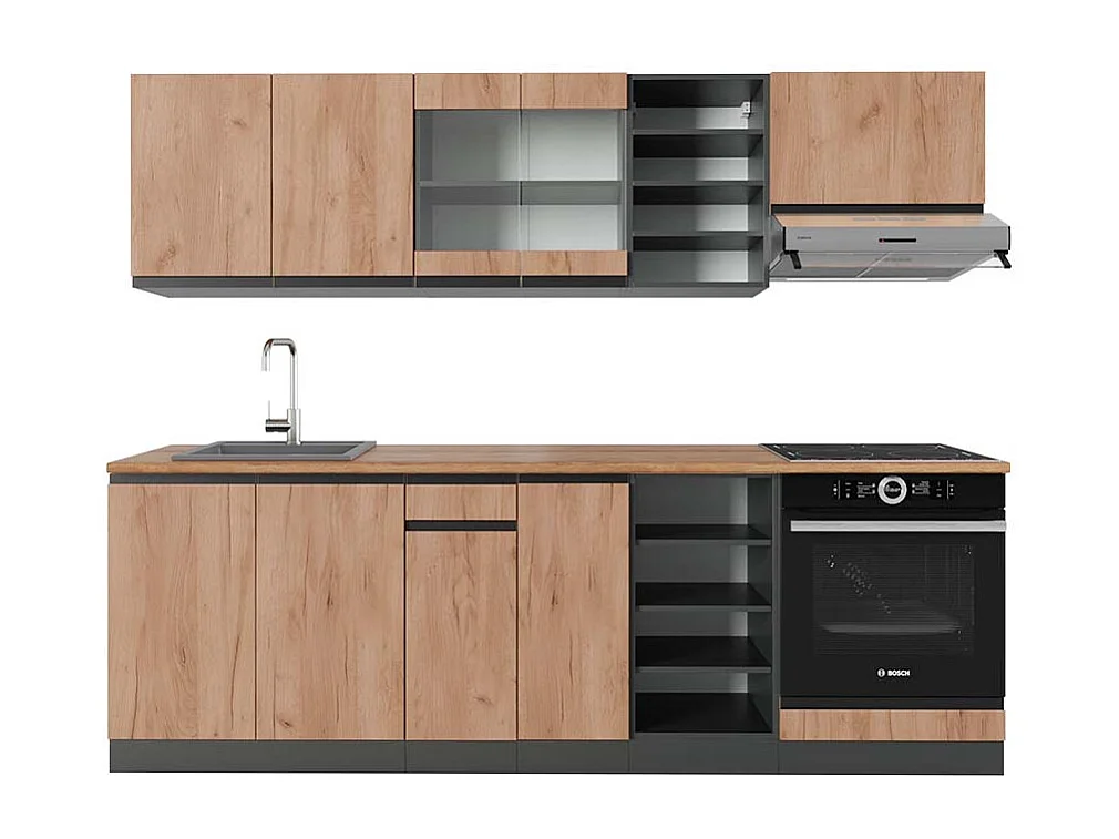 Complete keukeneenheid eik goud/antraciet 240x60x81.6 r-line