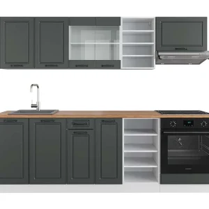 Complete keukeneenheid antraciet landhuis/wit 240x60x81.6 r-line Complete keukeneenheid antraciet landhuis/wit 240x60x81.6 r-line