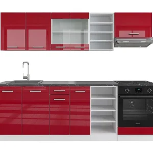 Complete keukeneenheid rood hoogglans/wit 240x60x81.6 r-line